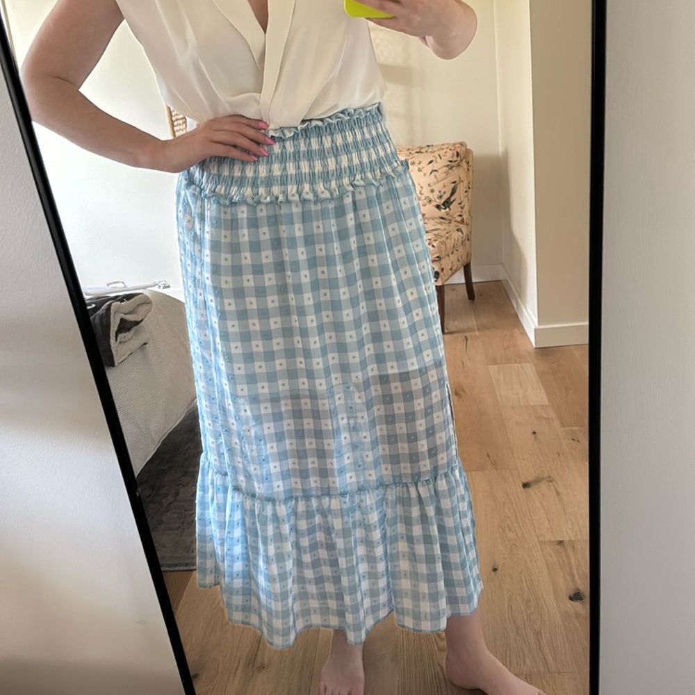 Charming Checkered Semi Sheer Skirt